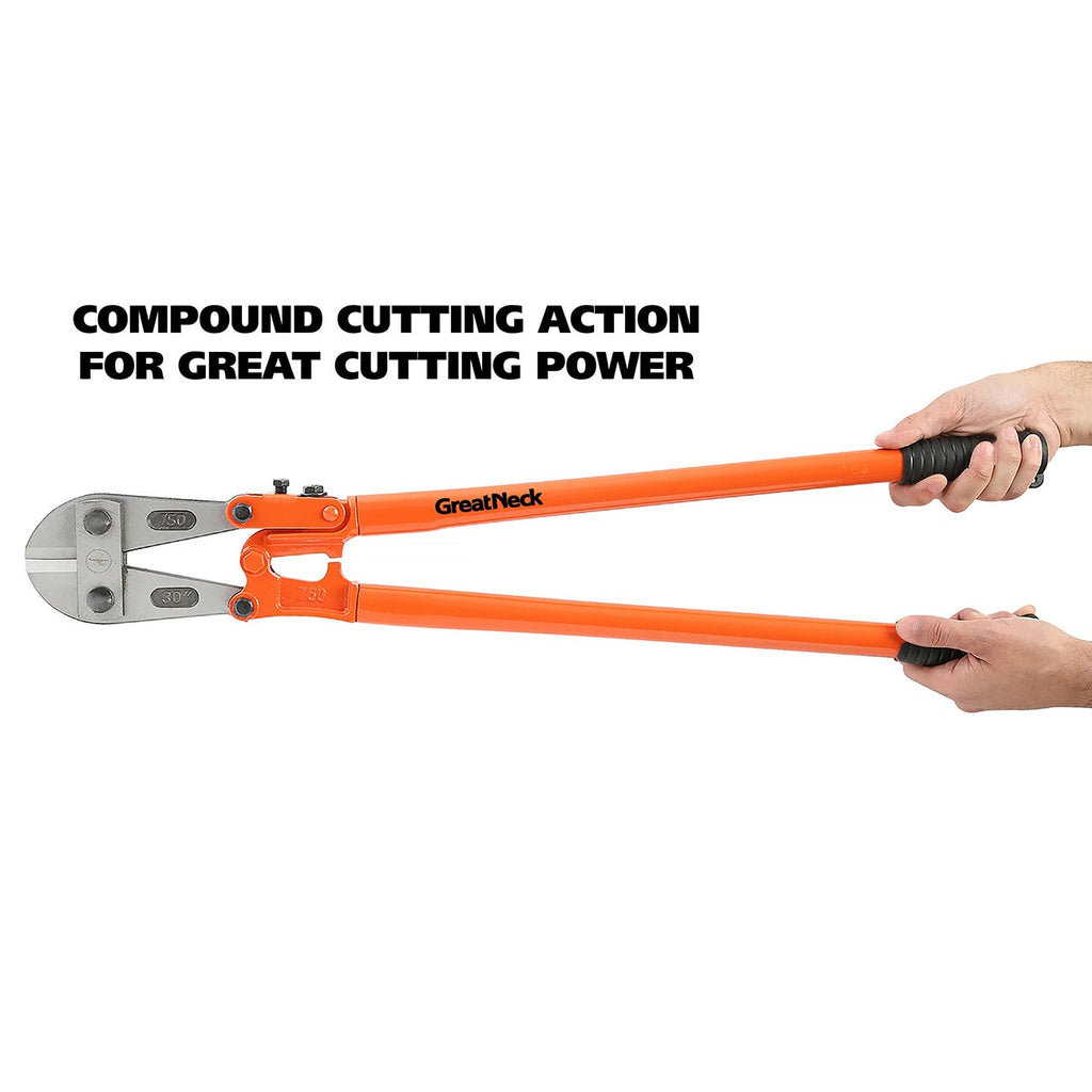 GreatNeck BC30 Bolt Cutter 30", Bolt Cutters Heavy Duty for Locks, Lock Cutter with Adjustable Jaws, Wire Cutters Heavy Duty Non-Slip Grips, Heavy Duty Wire Cutters for Thick Wire