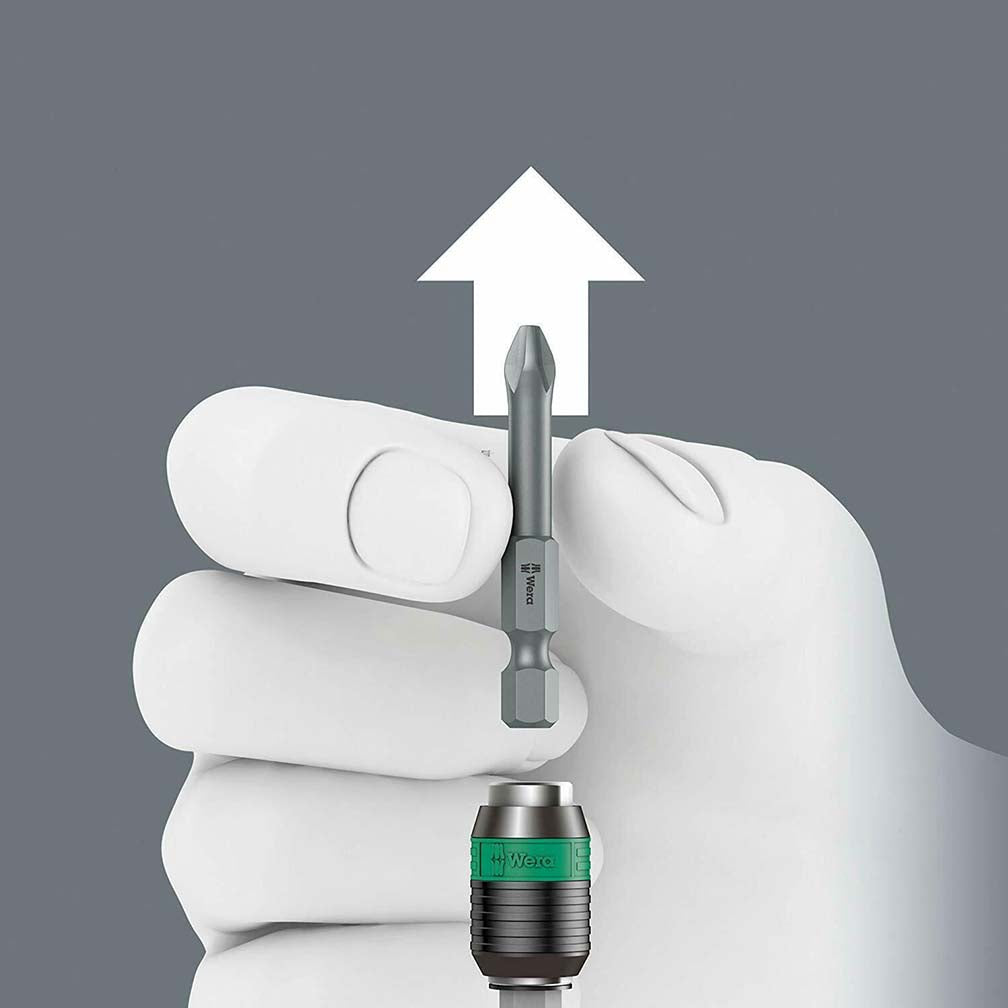 Wera - 5052502001 889/4/1 K Rapidaptor Universal Bit Holder for 1/4" Hex Drives, 2" Long