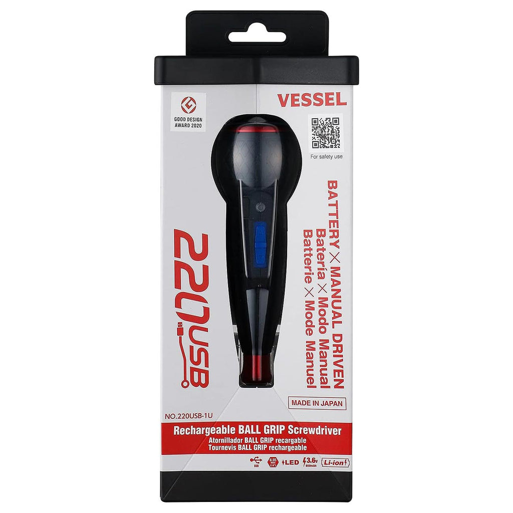 (USA Official) VESSEL e-ASSIST Screwdriver | Higher-Torque Model made in Japan No.220USB1U