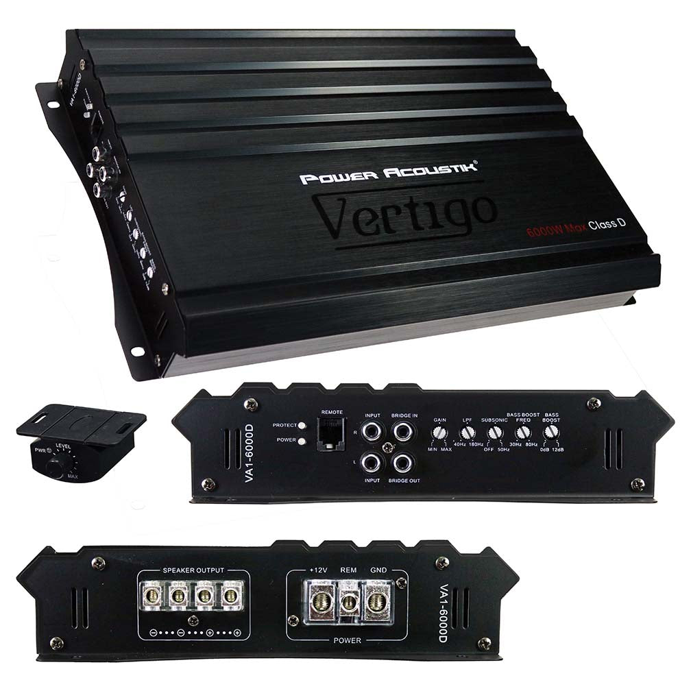 Power Acoustik VA16000D Monoblock Amplifier – 6000W Max High-Power Car Audio Amp
