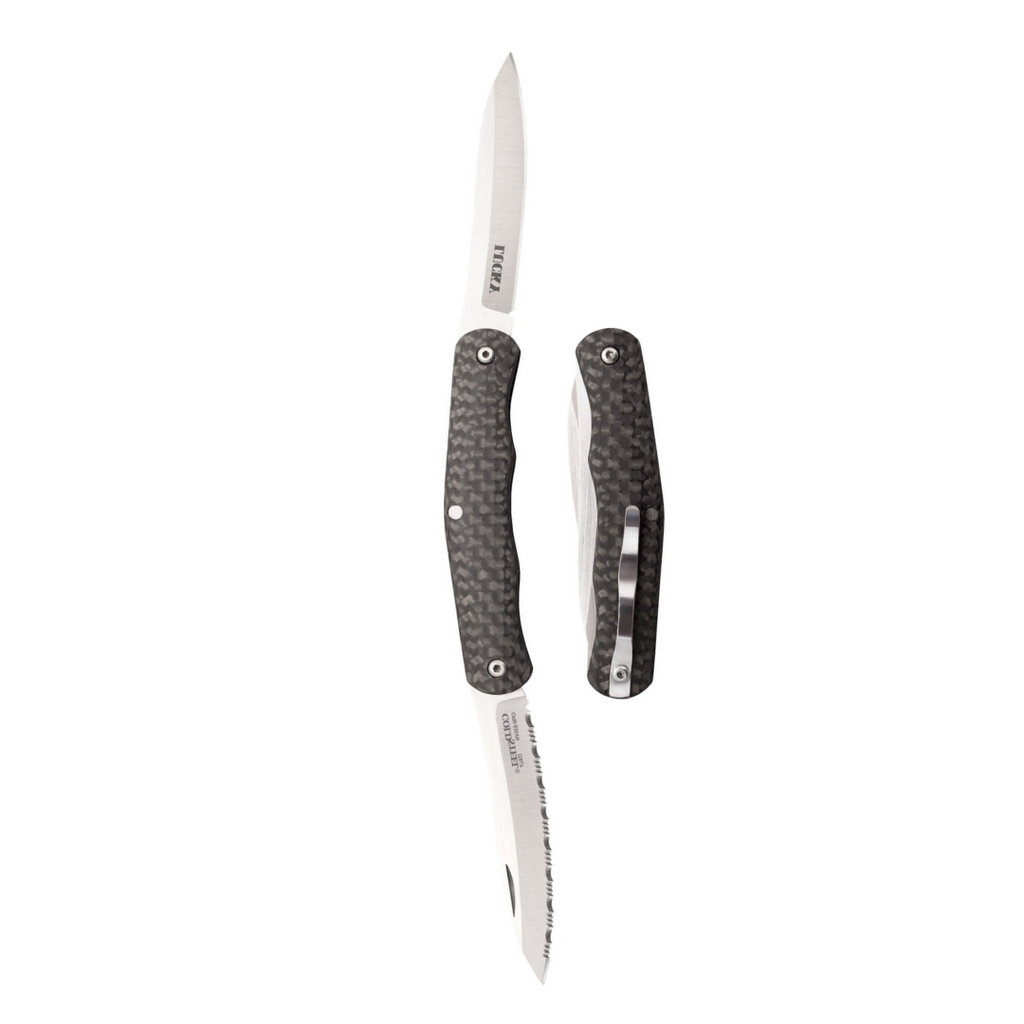 COLD STEEL Lucky Twin 2.625" S35VN Blades 3.25" Carbon Fiber Handle Everyday Carry Compact Pocket Folding Knife w/Slip Joint Lock