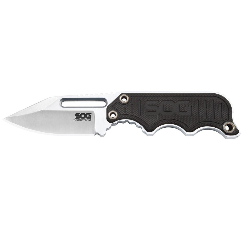 SOG Instinct Mini Small Fixed Blade Knife- 8.75 Inch x 1 Inch x 4 Inch Full Tang Adjustable Clip Belt or Boot Knife with Tactical Knife Sheath and Neck Knife Lanyard (NB1002-CP)