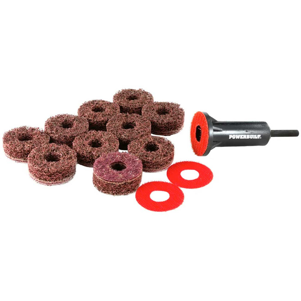 Powerbuilt Brake Rotor Resurfacing Kit, Cleaning, Polishing, Remove Rust and Grime, Drill Attachment 13 Pieces 940382