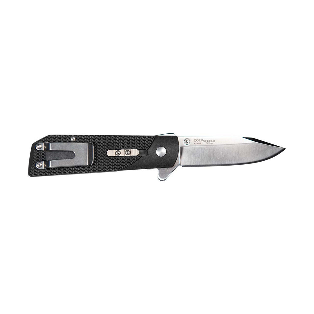 Cold Steel 1911 Folding Knife with Liner Lock, Checkered Griv-Ex Handle, Ambidextrous Pocket Clip, and Flipper, Silver & Black