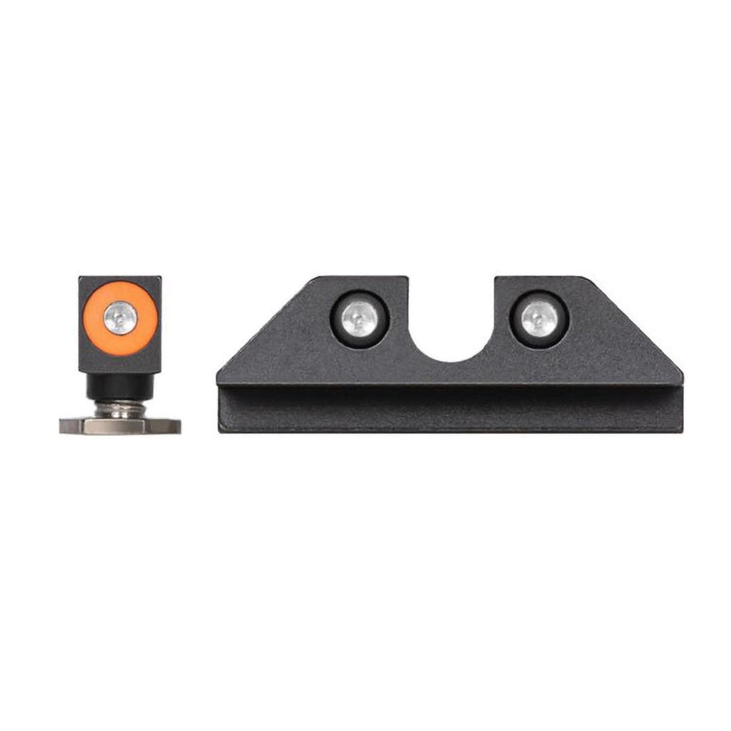 Night Fision Tritium Night Sight Set Compatible with Glock 17/17L/19/22-28/31-35/37-39/45, Orange Front Ring, U Notch Black Rear Rings