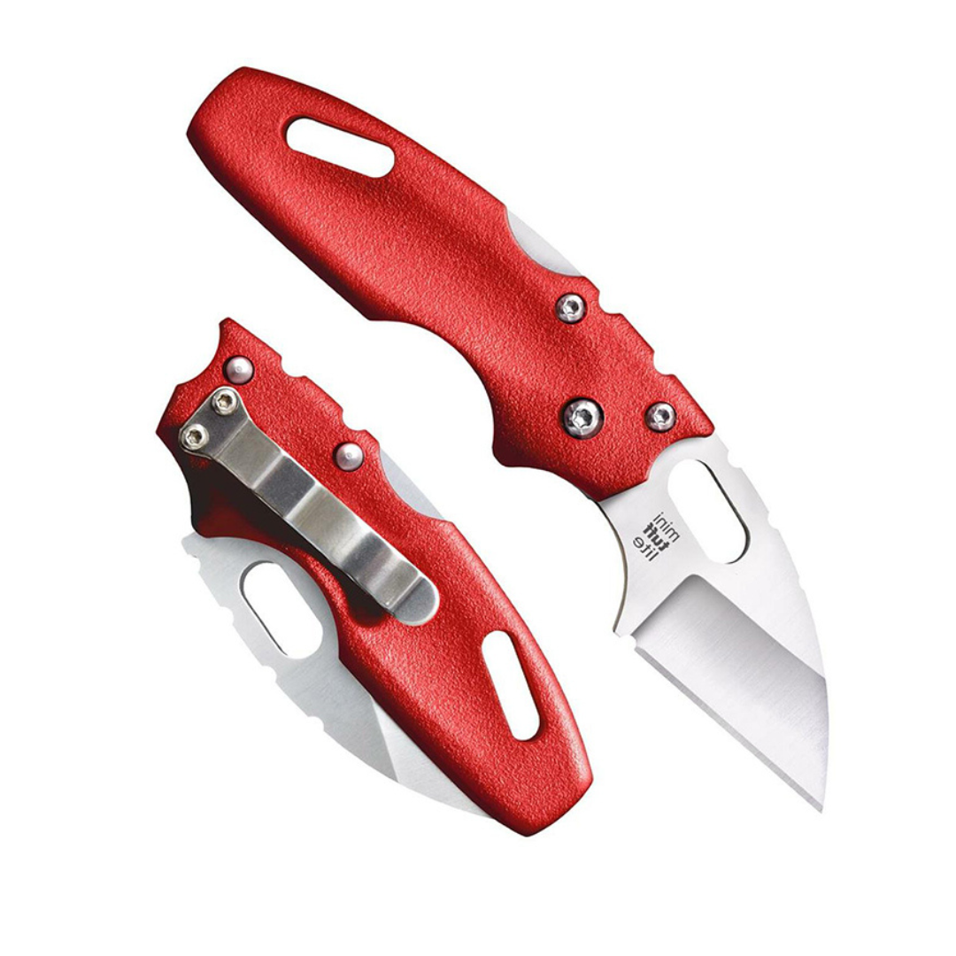 Cold Steel Mini Tuff Lite 2" 4034SS Sheepsfoot Razor-Sharp Blade 3" Griv-Ex Red Handle Everyday Carry Pocket Folding Knife