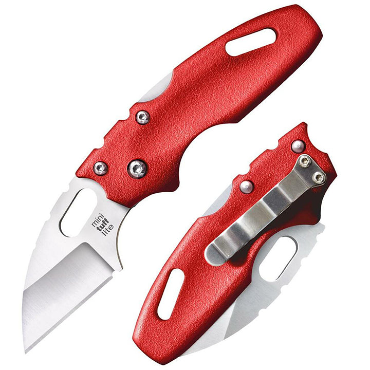 Cold Steel Mini Tuff Lite 2" 4034SS Sheepsfoot Razor-Sharp Blade 3" Griv-Ex Red Handle Everyday Carry Pocket Folding Knife