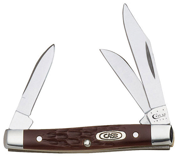 Case WR XX Pocket Knife Brown Synthetic Jigged Small Stockman Item #081 - (6333 SS) - Length Closed: 2 5/8 Inches