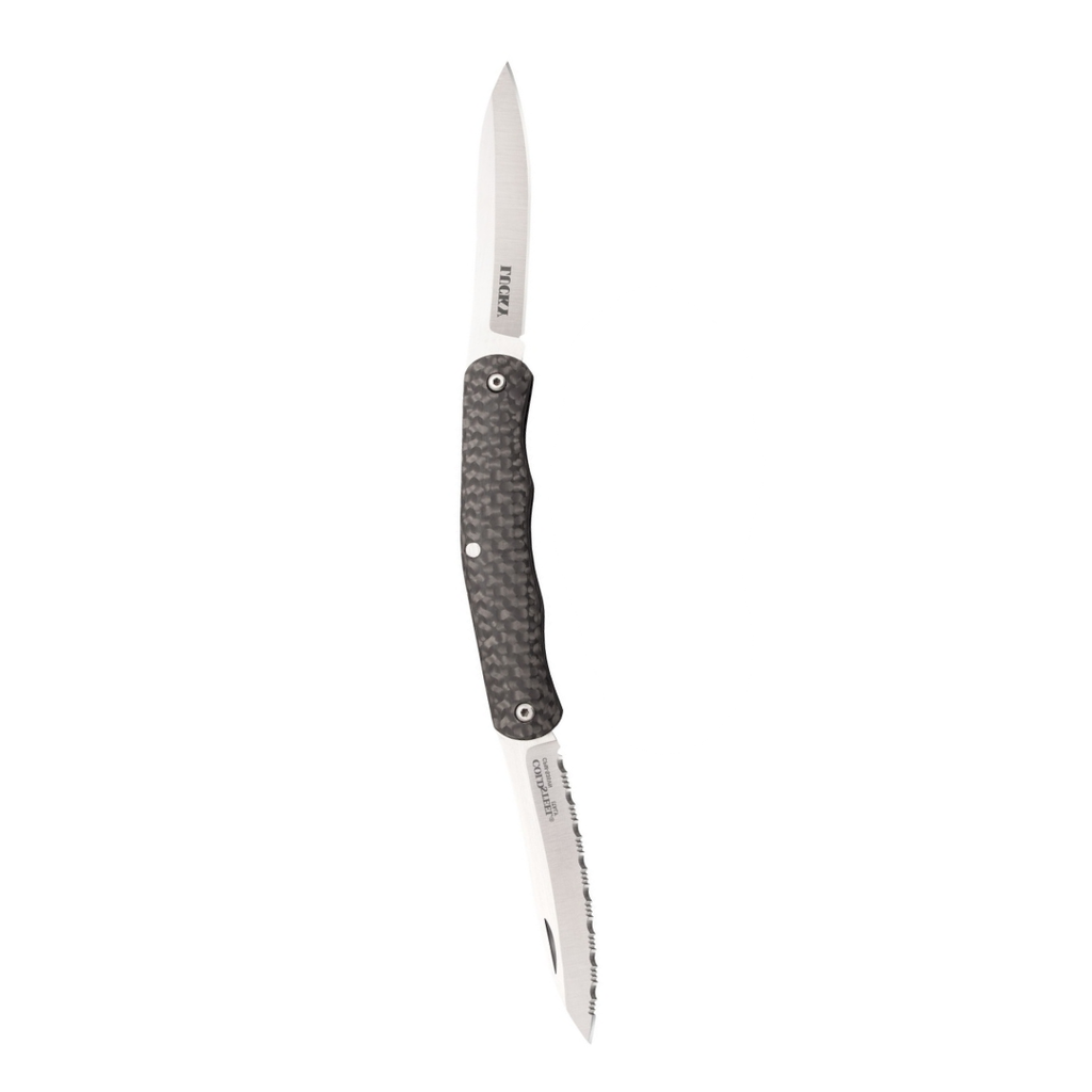 COLD STEEL Lucky Twin 2.625" S35VN Blades 3.25" Carbon Fiber Handle Everyday Carry Compact Pocket Folding Knife w/Slip Joint Lock