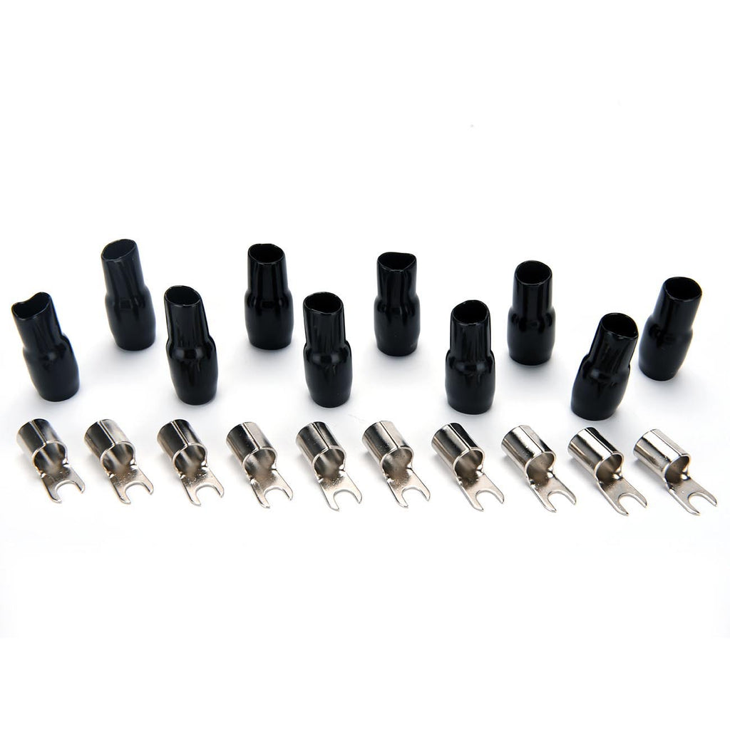 Orion Barrier Spade Fork Terminal B4B (10pcs) 4 Gauge AWG Connector Plugs - for Car Audio Terminal | Battery Cable Lug, Auto Parts, Automotive, Marine, Motorcycle, Trucks, RV - Gold Black