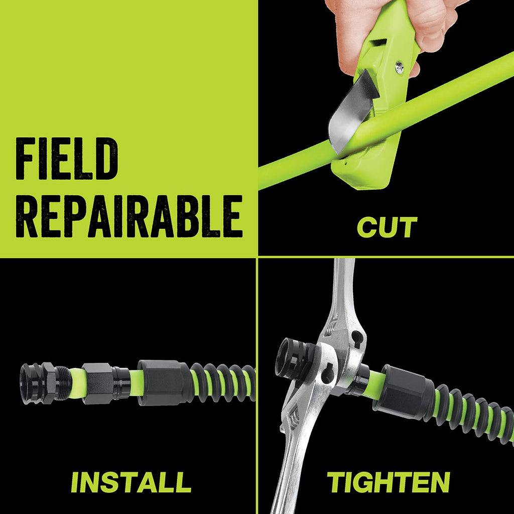 Flexzilla Pro Water Hose with Reusable Fittings, 5/8 in. x 50 ft., Heavy Duty, Lightweight, Drinking Water Safe, ZillaGreen - HFZWP550-E