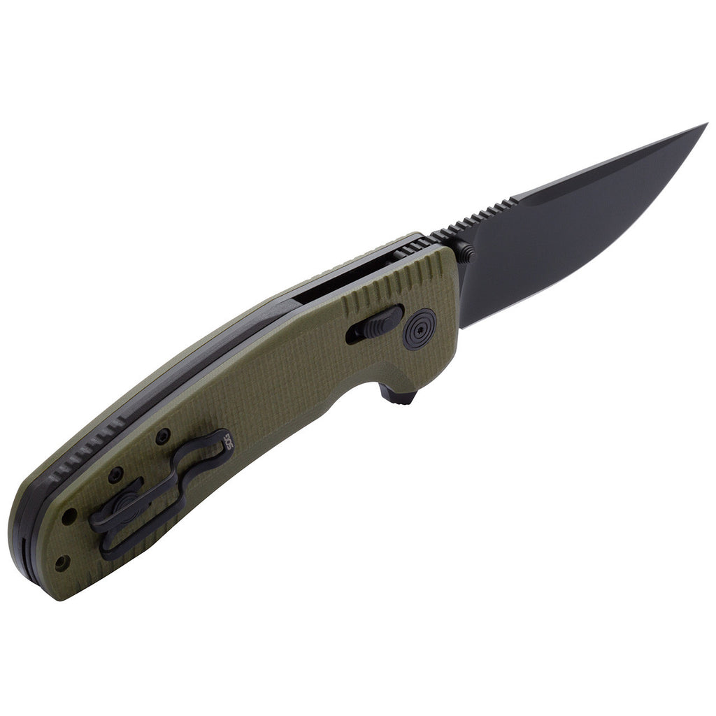 SOG TAC XR Professional Folding Knife | 3.4" D2 Tool Steel Blade & Ultra-Grip G10 Handle | Single-Handed Ambidextrous Use, OD Green