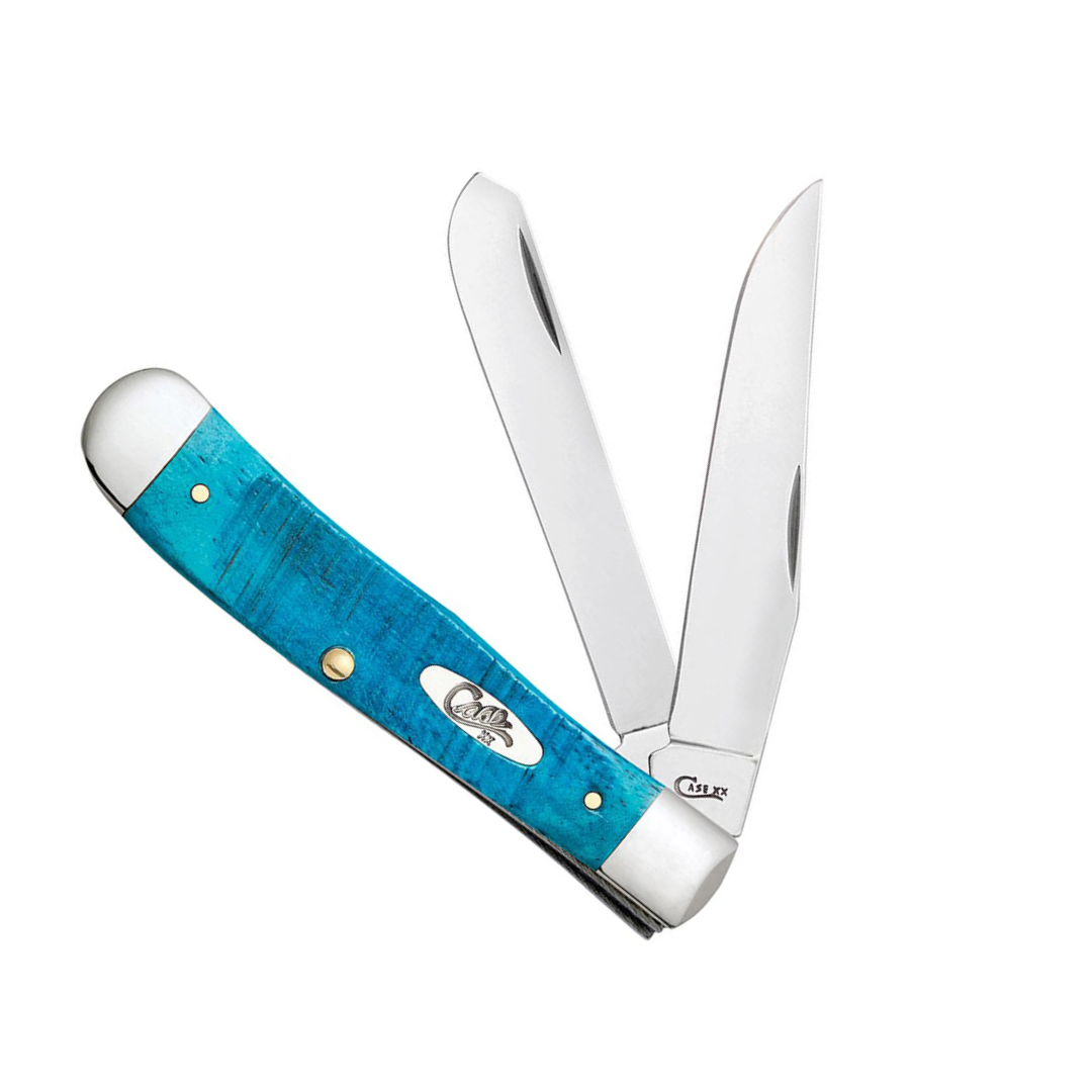 Case WR XX Pocket Knife Trapper Caribbean Blue Jig Bone Item #25592 - (6254 SS) - Length Closed: 4 1/8 Inches