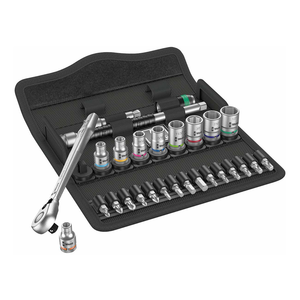 Wera 05004021001 1/4” Drive Switch Ratchet SAE Socket and Bit Set (28 Piece)