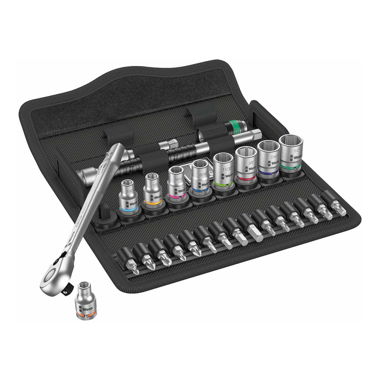 Wera 05004021001 1/4” Drive Switch Ratchet SAE Socket and Bit Set (28 Piece)