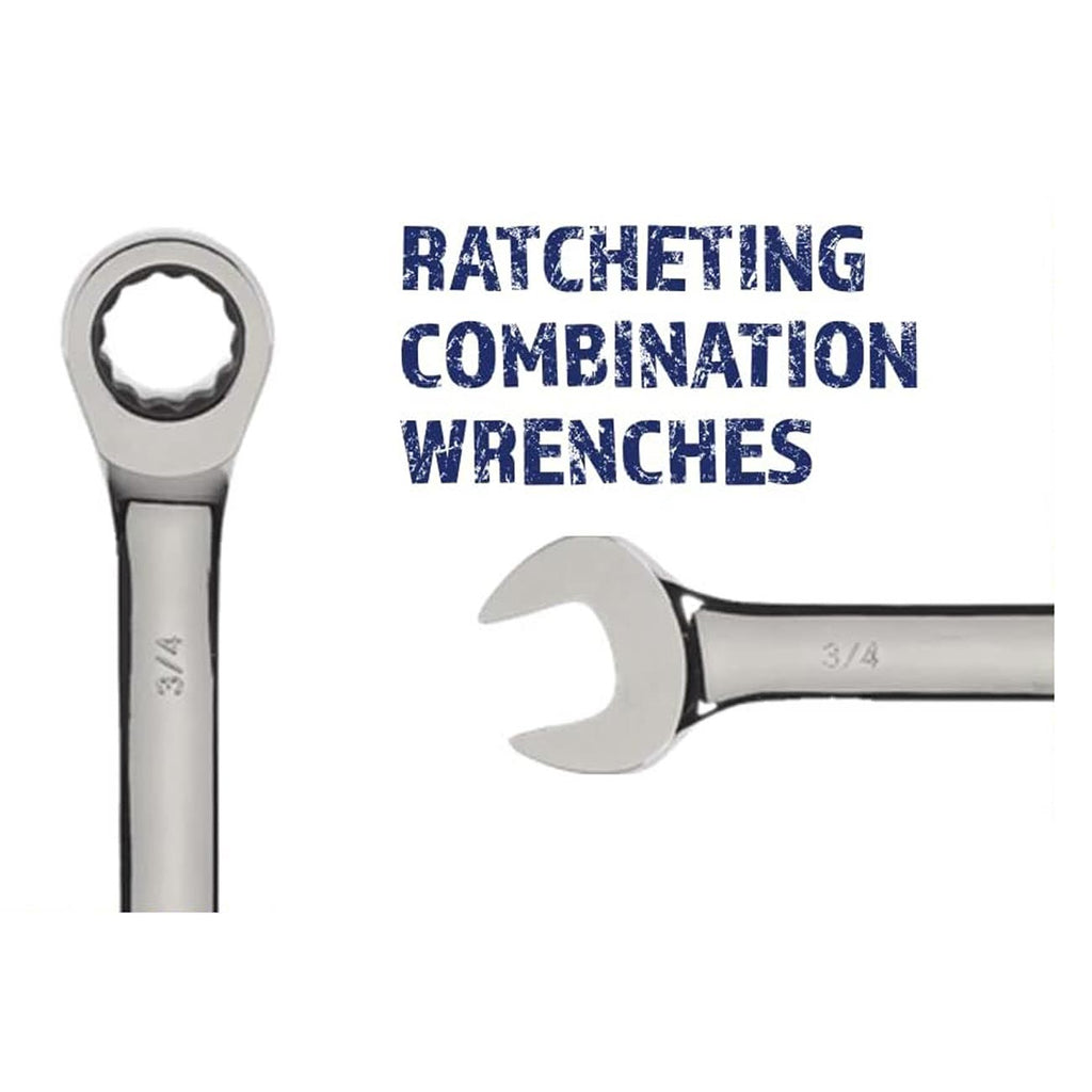 Williams WS-1120NRC Combo Ratcheting Wrench Set, 1/4 - 3/4-Inch, 9-Piece