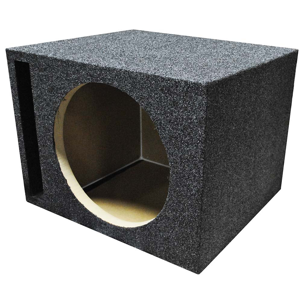 Q Power 15 Inch Heavy-Duty Single Vented Carpet Covered Durable Car Audio Vehicle Subwoofer Enclosure Woofer Box, Charcoal Gray