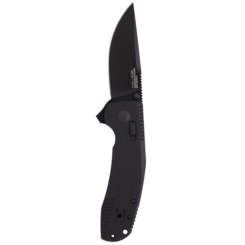 SOG TAC XR Professional Folding Knife | 3.4" D2 Tool Steel Blade & Ultra-Grip G10 Handle | Single-Handed Ambidextrous Use, Blackout