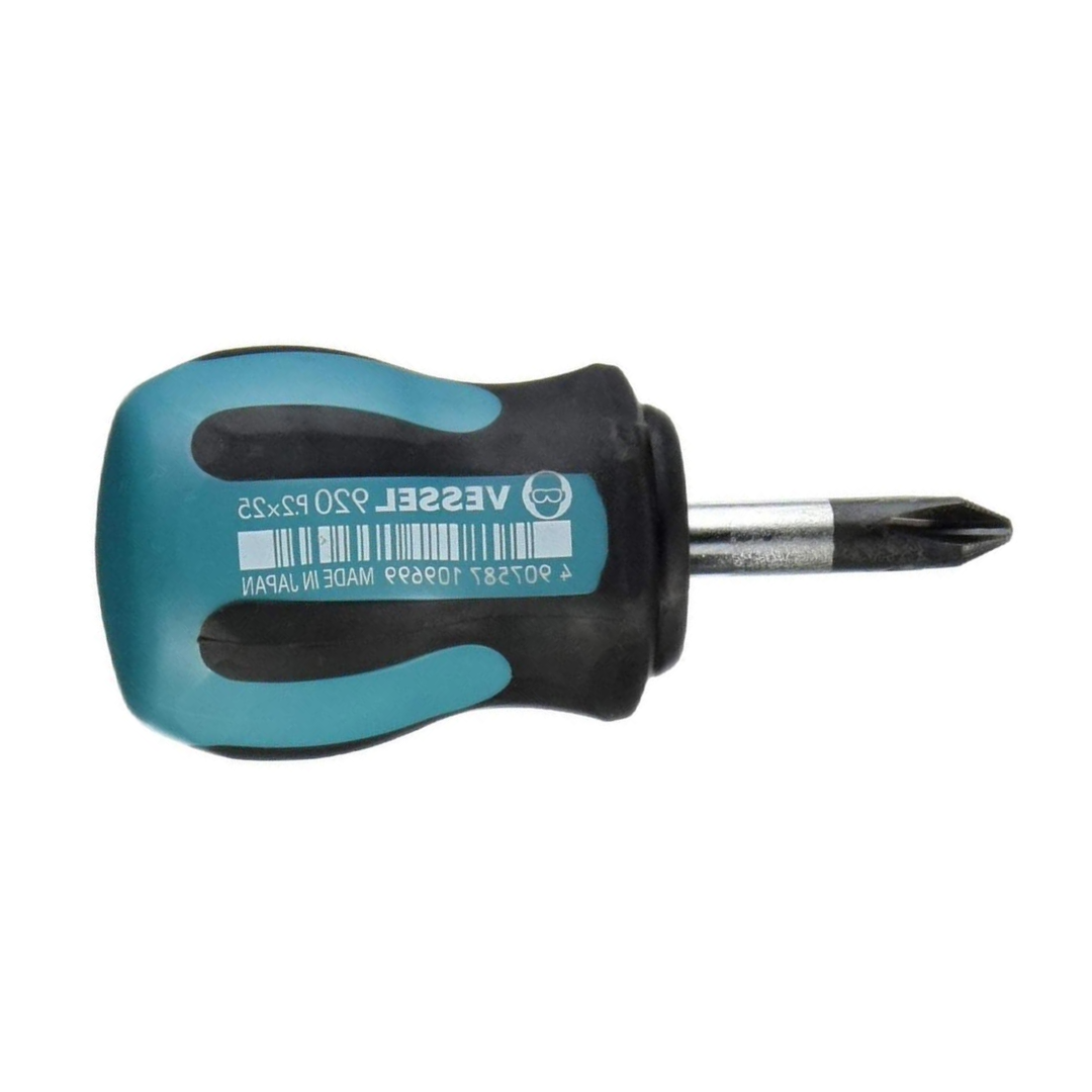 Vessel 920P225 Megadora JAWSFIT Stubby Screwdriver – JIS Cross-Point +2 x 25mm