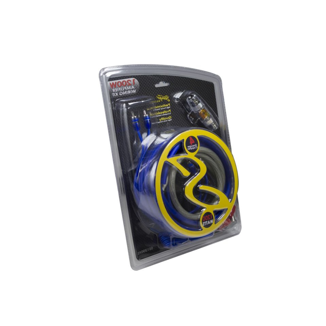 Stinger 4-Gauge Copper Amplifier Wiring Kit, 1200 Watt Sub Wiring Kit, Complete Amp Wiring KIt for Complete Installation (4 Gauge - 1200 Watt)