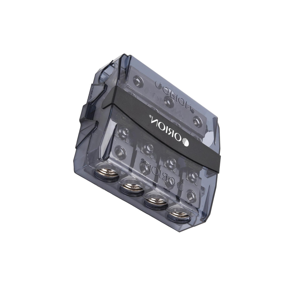 Orion OWFHM30404 Wired Series 3‑In / 4‑Out Mini ANL Power Distribution Block with (4) 100A MANL Fuses – Nickel Finish