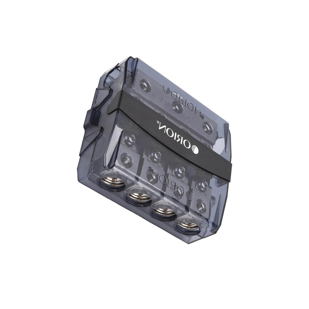 Orion OWFHM30404 Wired Series 3‑In / 4‑Out Mini ANL Power Distribution Block with (4) 100A MANL Fuses – Nickel Finish