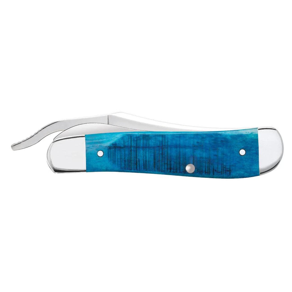 Case Knives 25589 RussLock Folding Pocket Knife – Caribbean Blue Bone Sawcut Jig Handle, Tru-Sharp Surgical Steel Clip Blade
