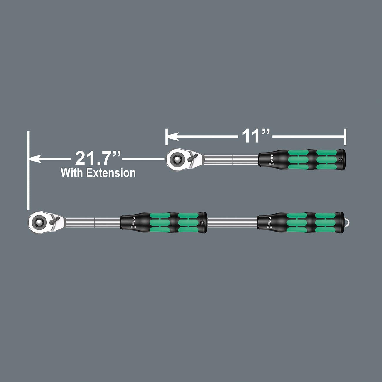 Wera 05004095001 1/2″ Drive Zyklop Hybrid Switch Ratchet & Hybrid Extension – Professional Metal Ratchet Set