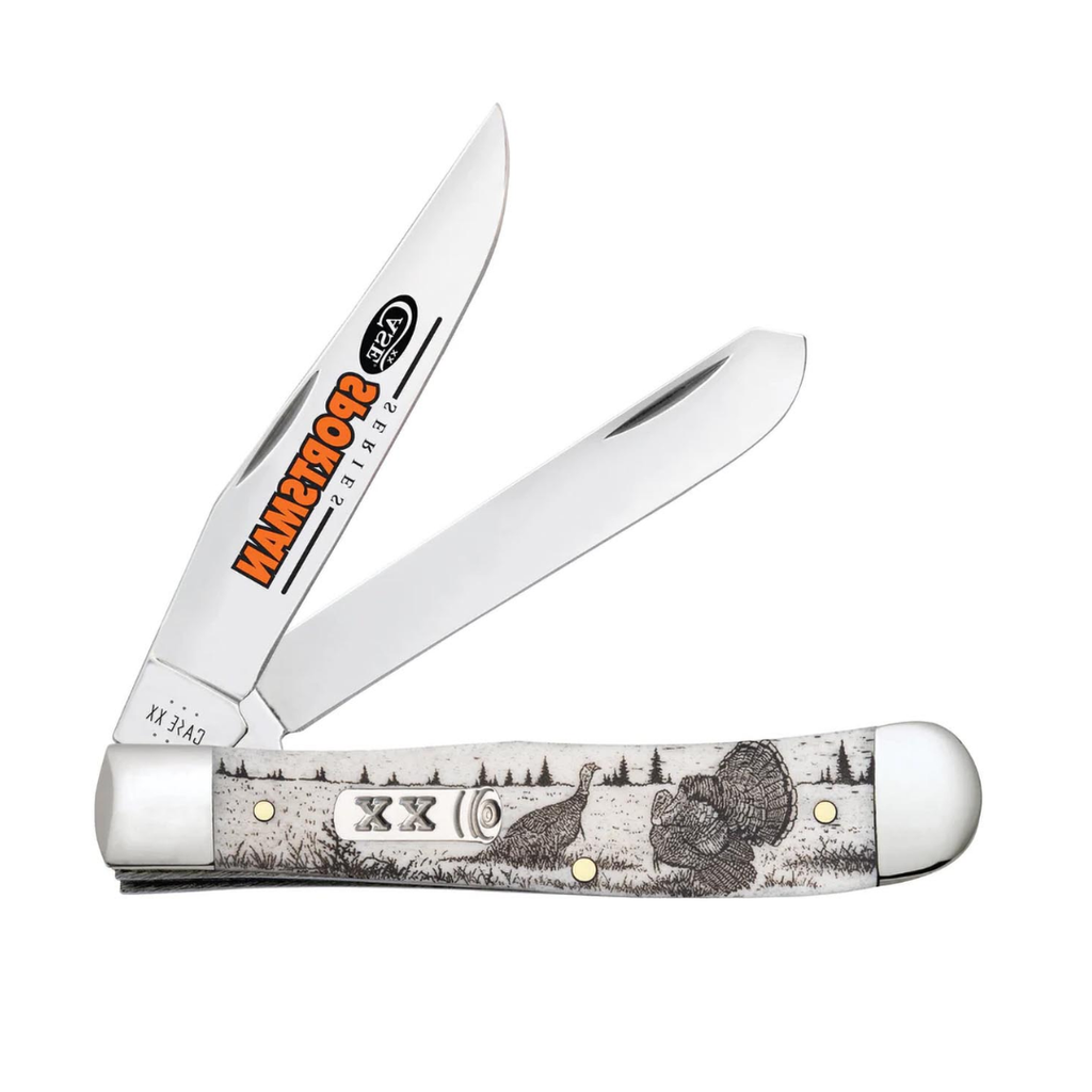Case Knives Sportsman Series Turkey Trapper Folding Pocket Knife Smooth Natural Bone CASE81221