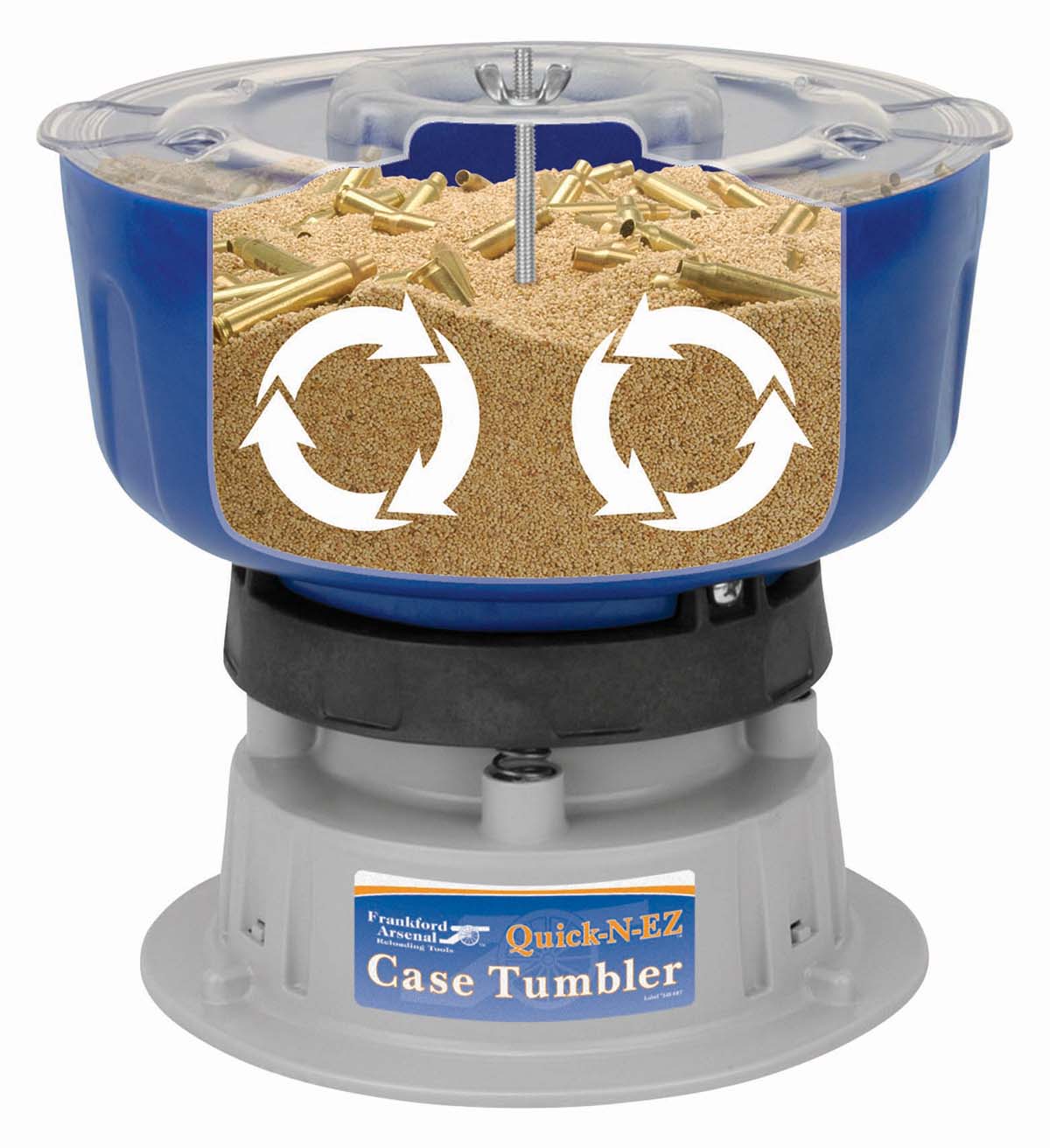 Frankford Arsenal Quick-N-EZ Vibratory Case Tumbler with Clear Viewing Lid and Durable Construction for Reloading, Cleaning and Dry Tumbling Brass Cases