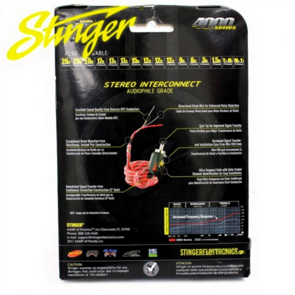 Stinger SI426 6-Foot 4000 Series Professional 2 Channel RCA Interconnects