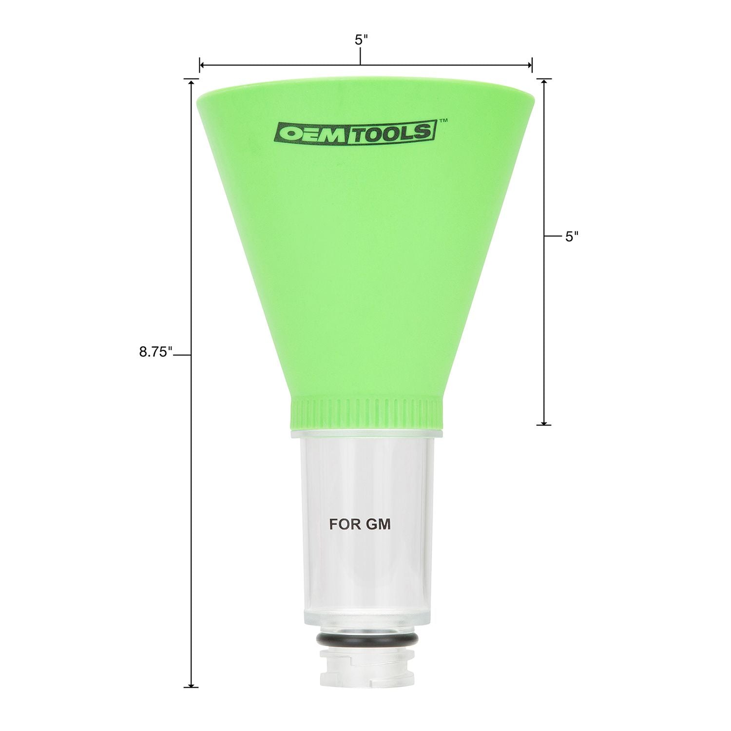 OEMTOOLS 87021 Direct Fit Oil Funnel, Threaded for GM, BMW, and More, No-Spill Automotive Funnel with Transparent Chamber and Wide Flow Passage