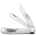 Case Knives 08795 Trapper Folding Knife – Religious Sayings Smooth Natural Bone Handle, Tru-Sharp Stainless Steel, 2-Blade Pocket Knife