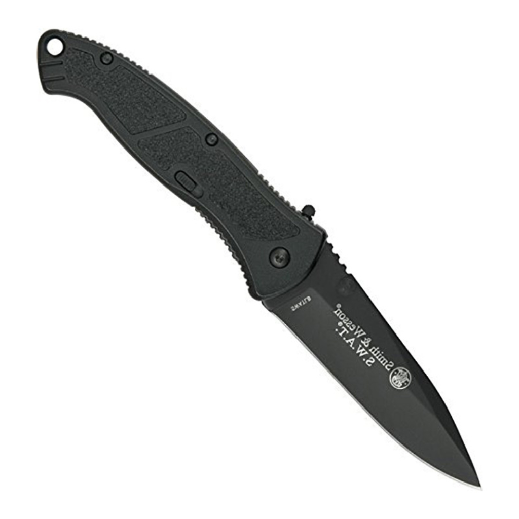 Smith & Wesson Large S.W.A.T. SWATLB 8.5in S.S. Assisted Opening Knife with 3.7in Drop Point Blade and Aluminum Handle for Tactical, Survival and EDC