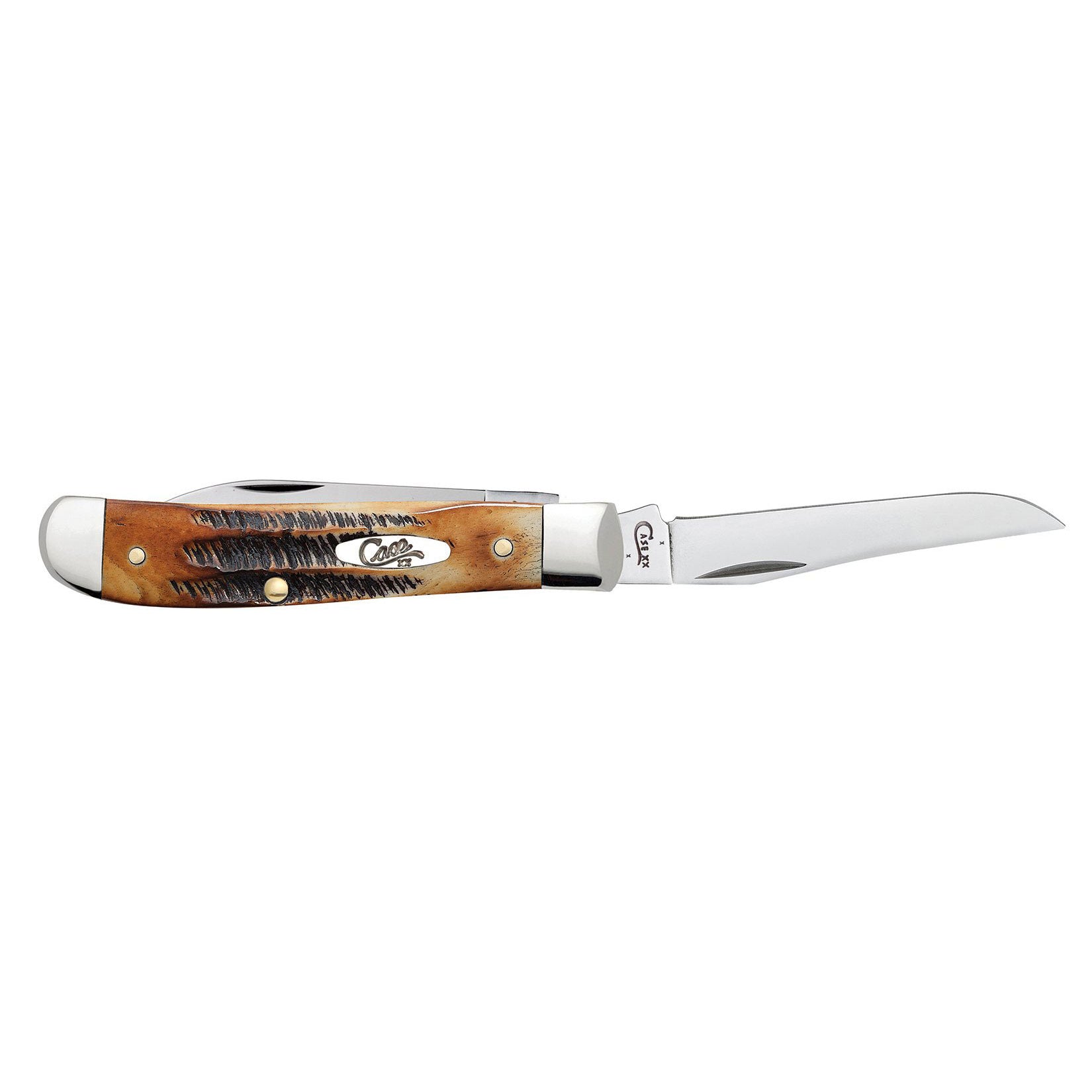 Case WR XX Pocket Knife Burnt 6.5 Bonestag Wharncliffe Mini Trapper Item #65305 - (6.5207W SS) - Length Closed: 3 1/2 Inches