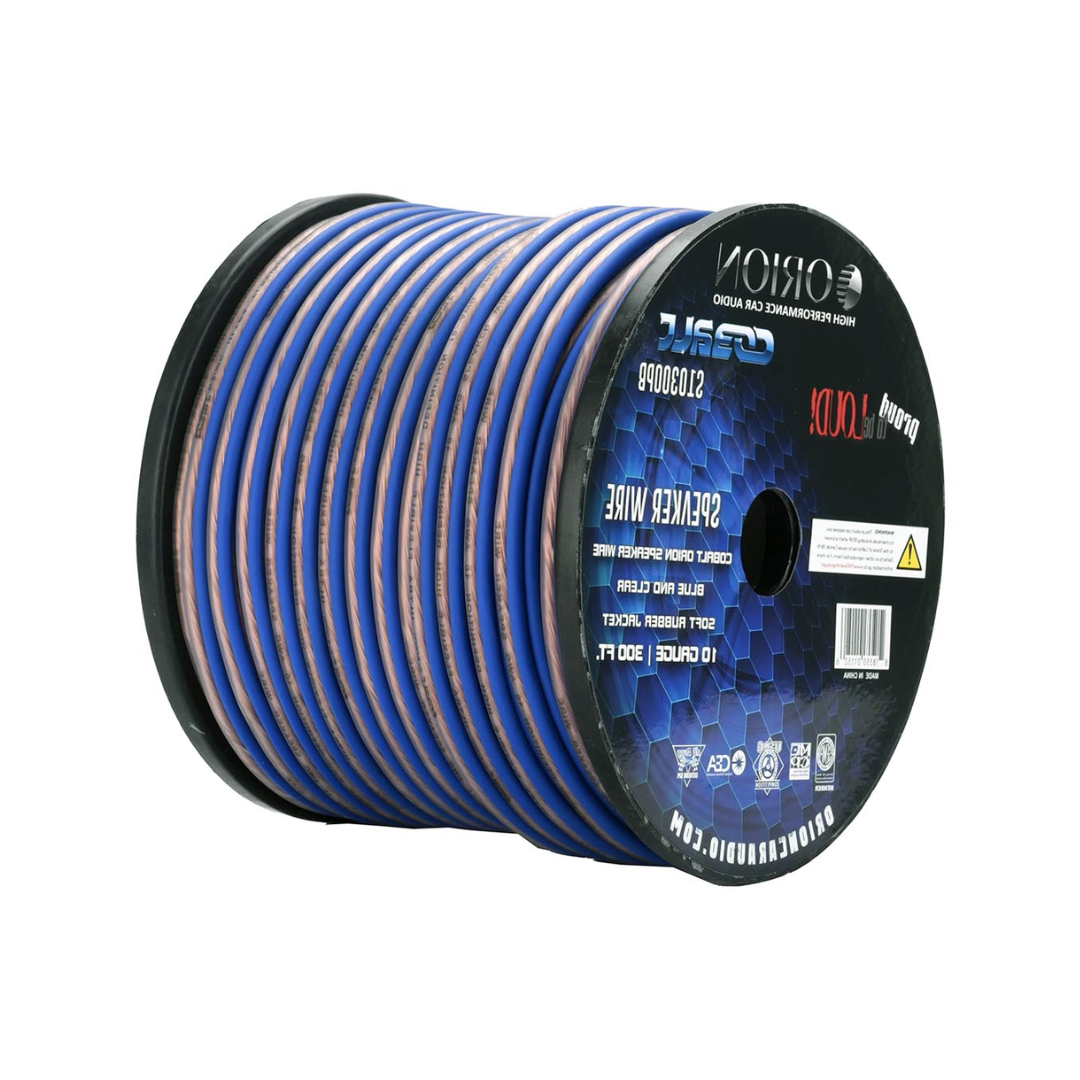 Orion Cobalt S10300PB 10 Gauge AWG (300-Ft Blue/Clear) High Powered Car Speaker Wire Roll, Surround Sound, Home Theater Speakers, RV Audio | 2x10 Gauge Speaker Cable/Wire Roll