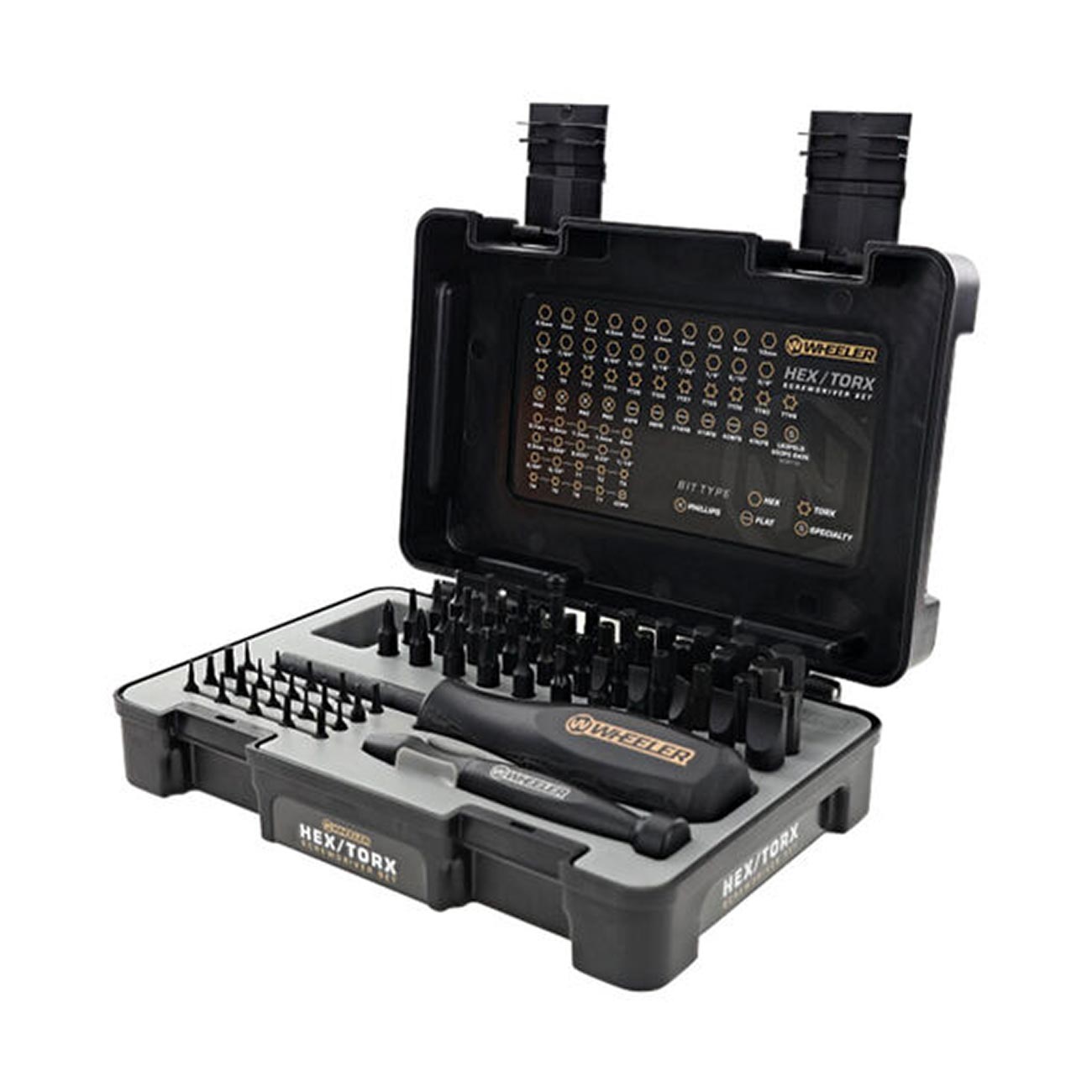 Wheeler SAE/Metric Hex and Torx Screwdriver Set with Magnetic Screwdriver, Carry Case, Multiple Bit Types for Gunsmithing Rebuild and Maintenance
