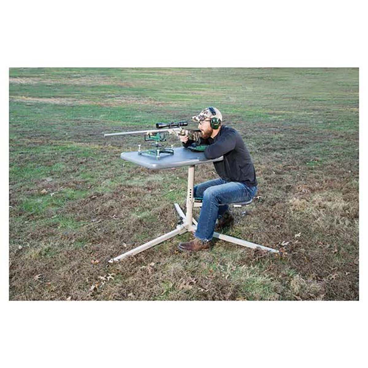 Caldwell Stable Table with Ambidextrous Design, 360 Degree Rotation and Weatherproof Synthetic Top and Seat for Outdoor, Range, Shooting and Cleaning