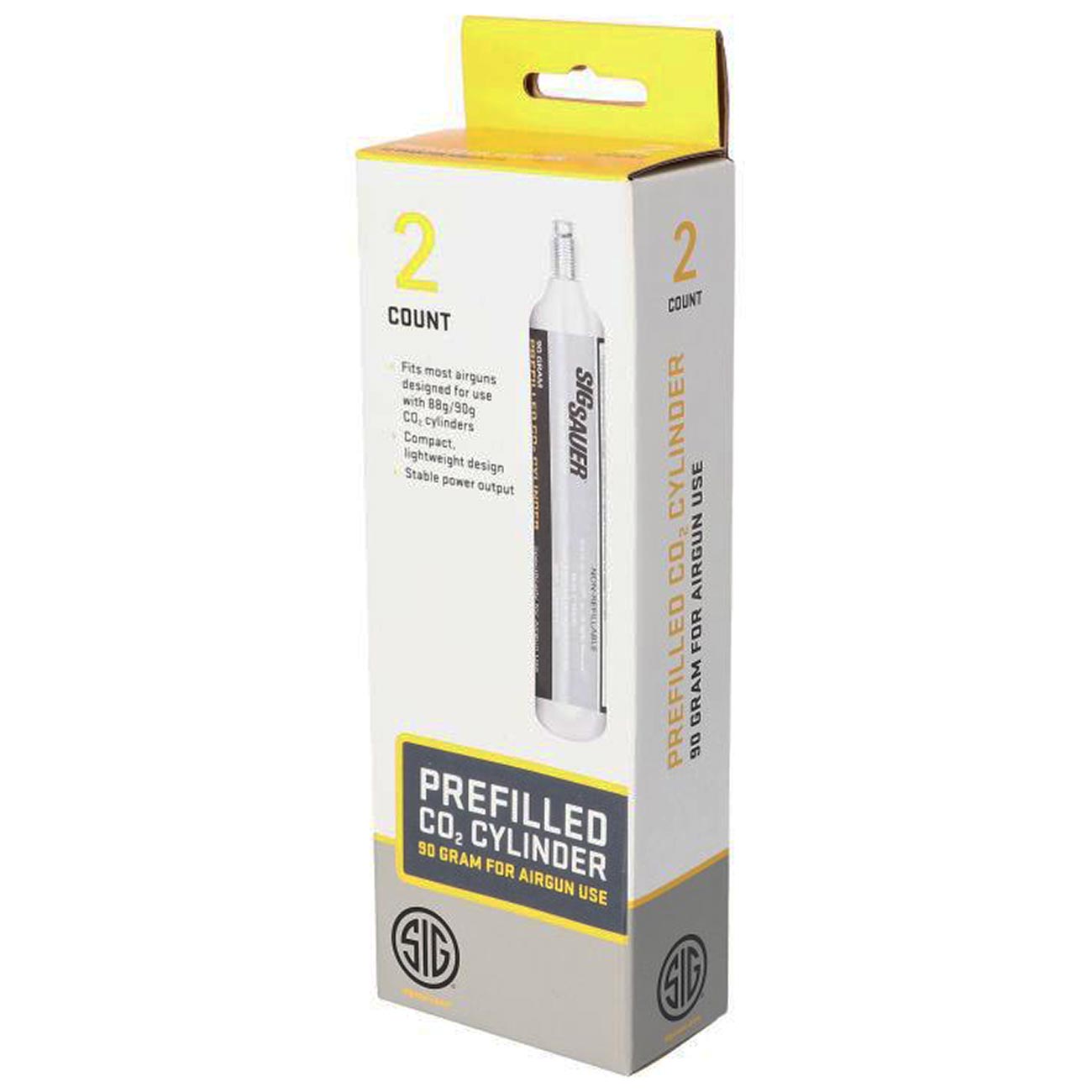 SIG SAUER Advanced Reliable Non-Refillable AC-90-2 Pellet Replacement CO2 90 Grams Airgun Cartridge, Pack of 2
