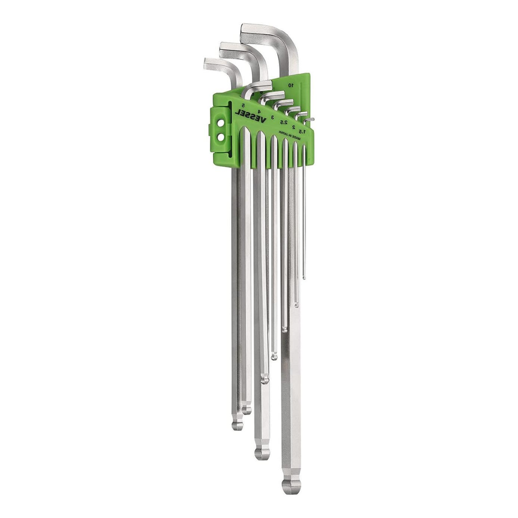VESSEL Ball Point Hex L-Key Wrench Stubby (Long Type) 9PC. Set No.8209BP-LU 8209BPLU