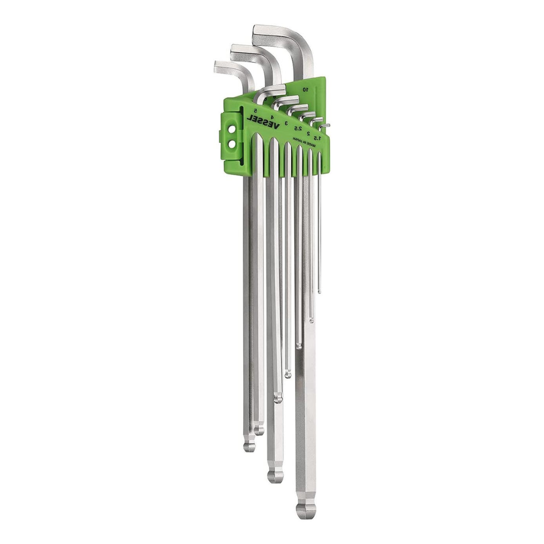 VESSEL Ball Point Hex L-Key Wrench Stubby (Long Type) 9PC. Set No.8209BP-LU 8209BPLU