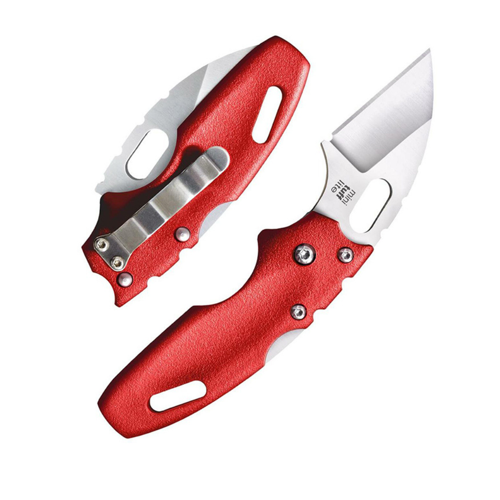 Cold Steel Mini Tuff Lite 2" 4034SS Sheepsfoot Razor-Sharp Blade 3" Griv-Ex Red Handle Everyday Carry Pocket Folding Knife