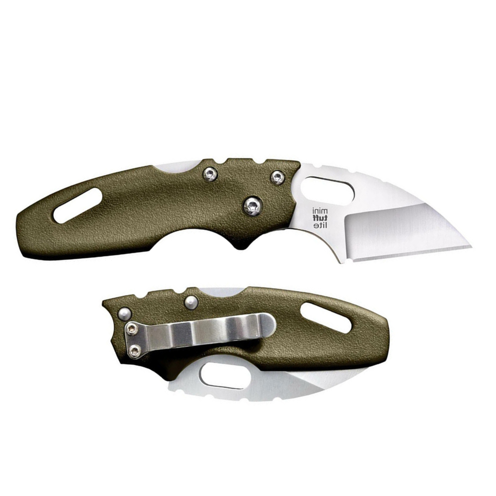 Cold Steel Mini Tuff Lite 2" 4034SS Sheepsfoot Razor-Sharp Blade 3" Griv-Ex OD Green Handle Everyday Carry Pocket Folding Knife