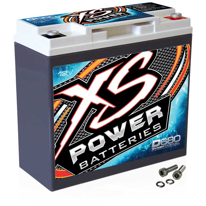 XS Power D680 1000 Amp AGM Battery with M6 Terminal Hardware - 12 Volt 20Ah 370CA Deep Cycle AGM Battery for Car Audio Stereo Systems - 13.69 lbs, Maintenance Free, Sealed Powercell