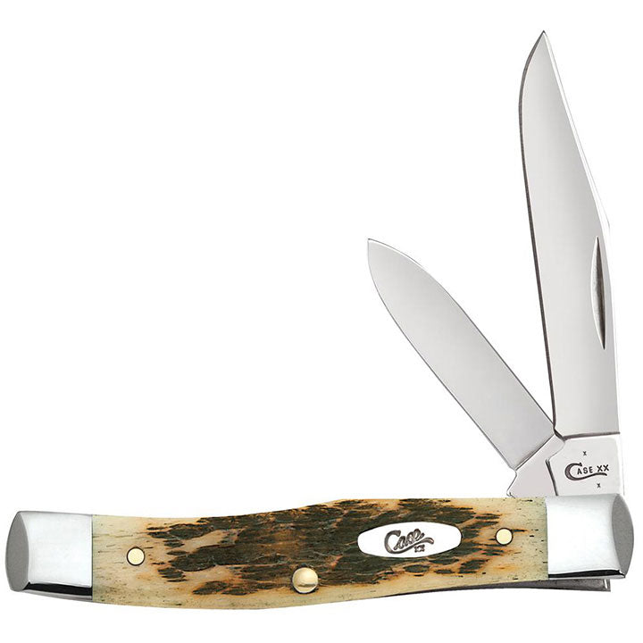 W. R. Case & Sons Amber Bone Small Texas Jack Pocket Knife CASE077 – Peach Seed Jig 2-Blade Tru-Sharp Stainless Steel Folding EDC