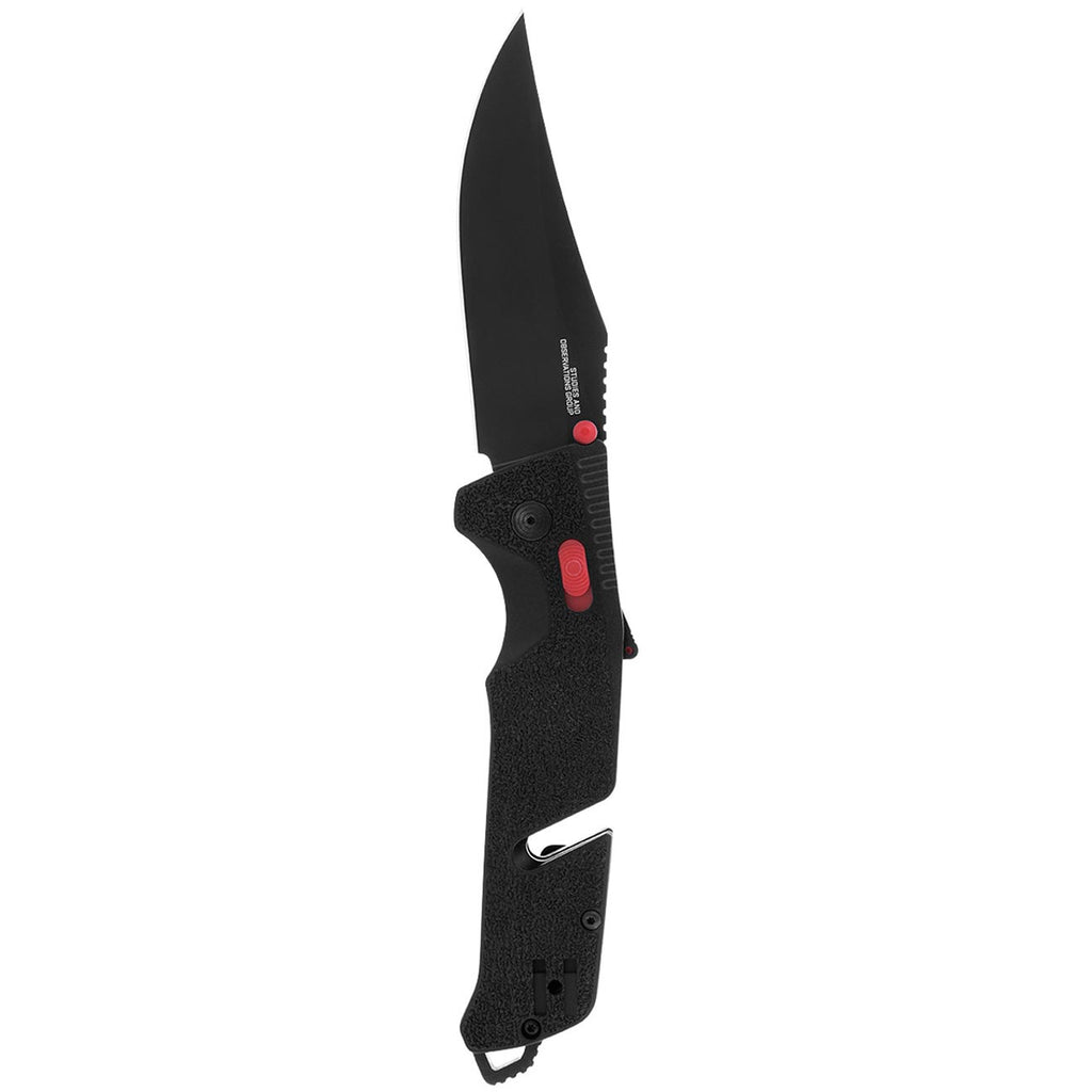 SOG Trident at Ambidextrous Professional Straight Folding Knife | Heat-Treated CRYO D2 3.75" Stainless Steel Blade, Black/Red