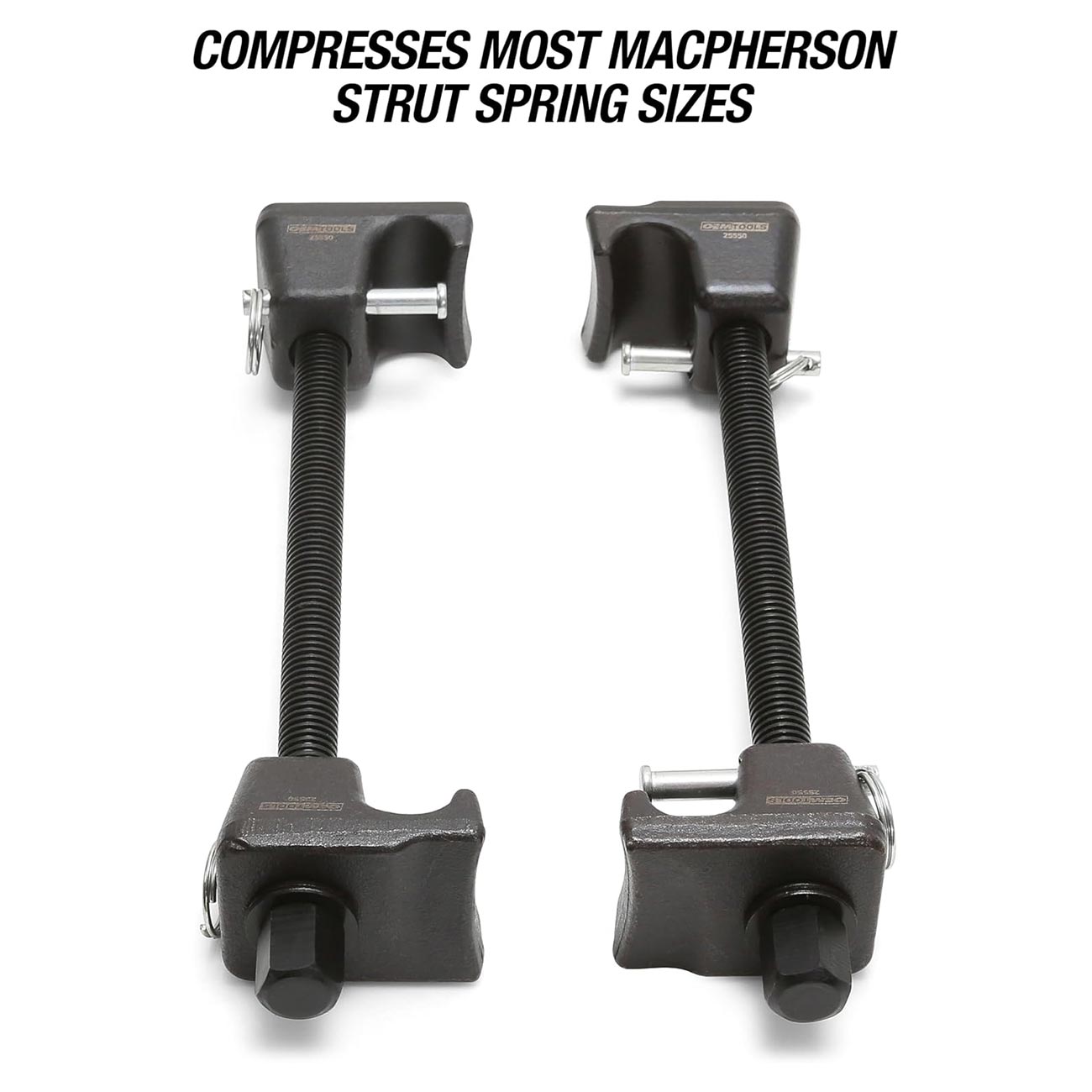 OEMTOOLS 25550 MacPherson 10.75 Inch Strut Spring Compressor, Automotive Suspension System Maintenance Tool, 2-Piece Universal Spring Compressor Tools with 9.75 Inch Maximum Safe Opening, Forged Hooks