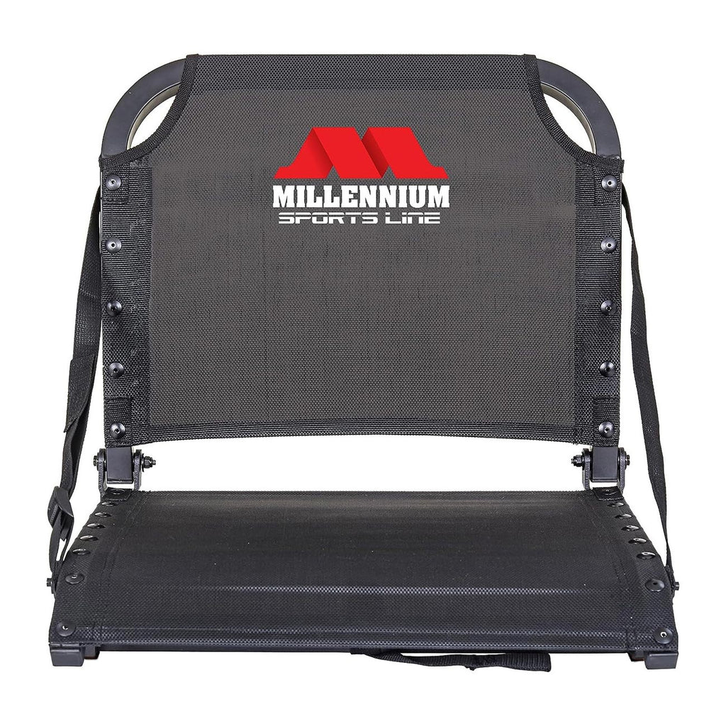Millennium Sportsline Stadium Seat with Patented Comfortmax Seat Fabric Perfecct for Football, Baseball, Soccer, Tennis Fits Virtually Any Bleacher - Black