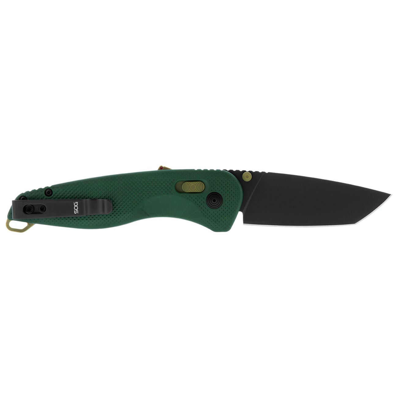 SOG Aegis at Tanto Outdoor Pocket Folding Opening Knife, Ambidextrous at-XR Lock with Ergonomic Handle, D2 Steel Blade, Built-in Blade Locking Safety and Spine-Mounted Safety System, Forest & Moss