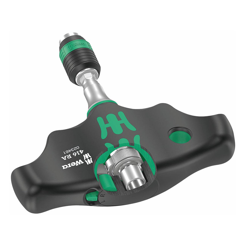 Wera 416 RA Ratcheting T‑Handle Bitholding Screwdriver with Rapidaptor Quick‑Release Chuck – 1/4″ x 45 mm